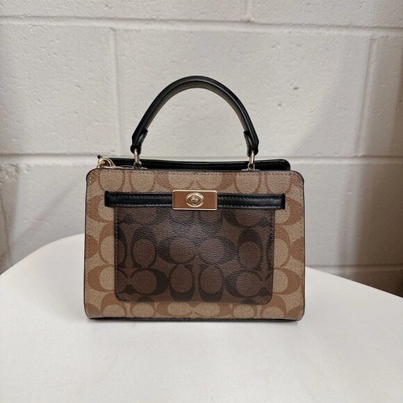 Coach C8688 Mini Lane Top Handle In Blocked Signature Canvas - Picture 2 of 6